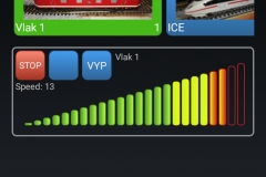Aktuální podoba Android aplikace - ovládání vlaků