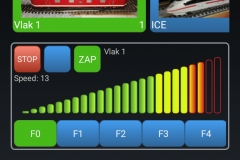 Aktuální podoba Android aplikace - ovládání vlaků
