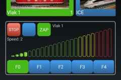 Aktuální podoba Android aplikace - ovládání vlaků