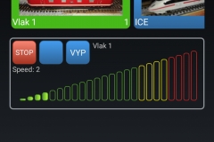 Aktuální podoba Android aplikace - ovládání vlaků